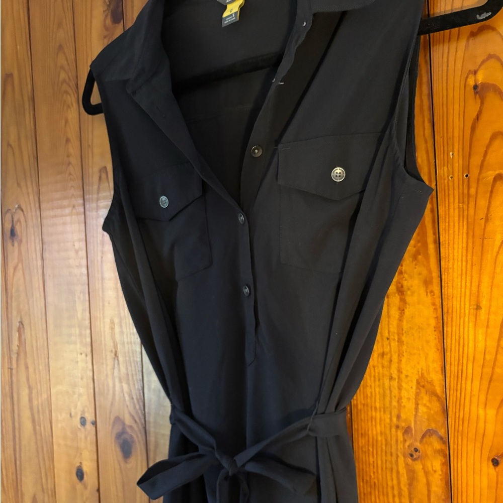 Eddie Bauer Black Sleeveless Dress with Tie Waist - Picture 3 of 5